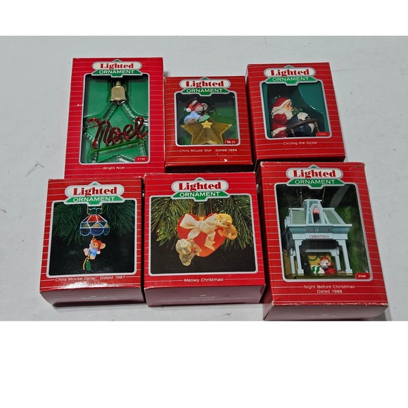 Hallmark Other - Hallmark Lighted Christmas Ornaments Lot of 6 Vintage Mice Santa Noel